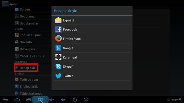 android hesap ekleme